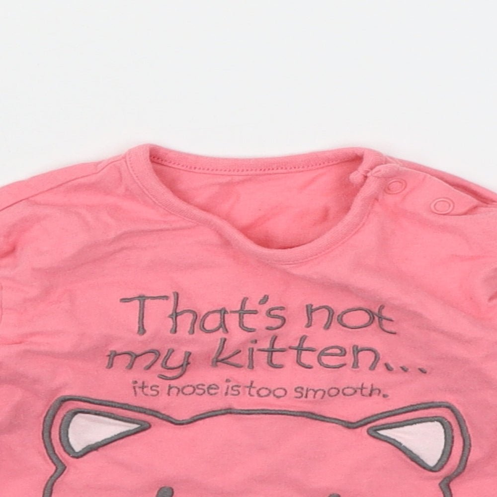 George Girls Pink  Jersey Basic T-Shirt Size 9-12 Months  - Kitten