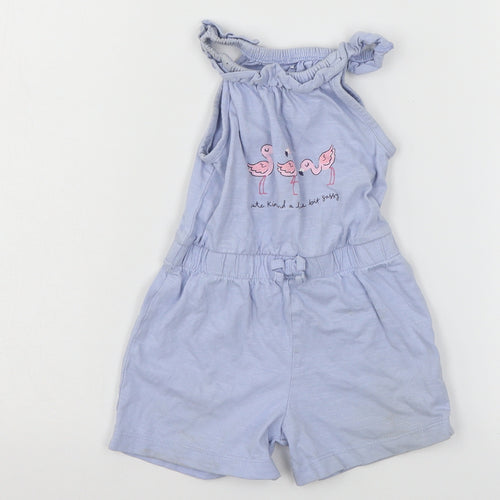 George Girls Blue  Jersey Jumpsuit Outfit/Set Size 12-18 Months  - Flamingo