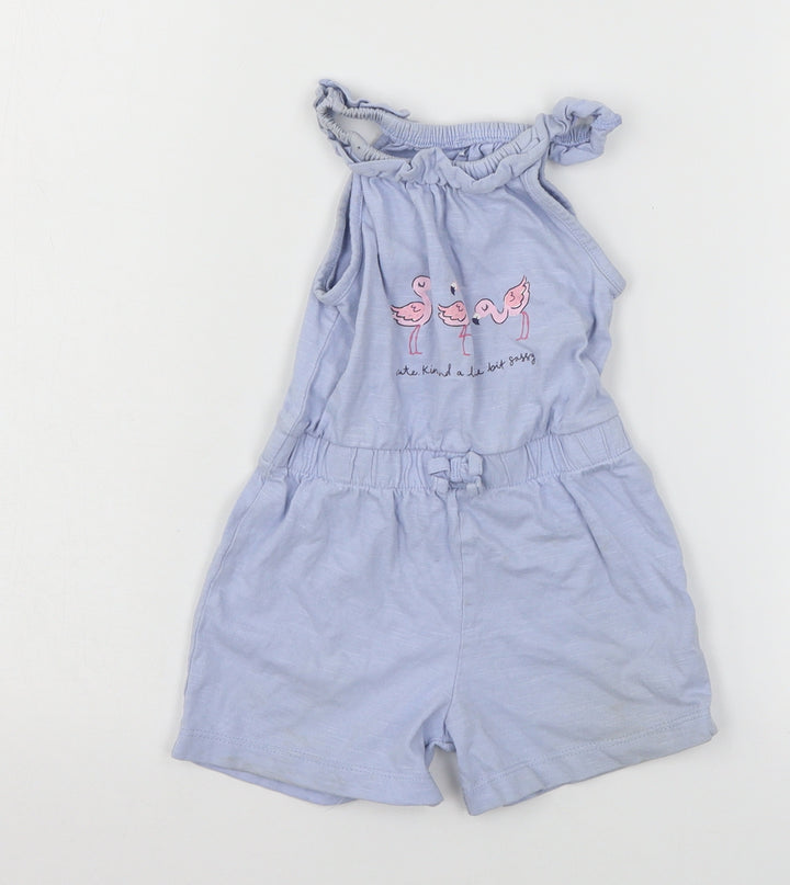 George Girls Blue Jersey Jumpsuit Outfit/Set Size 12-18 Months - Flamingo