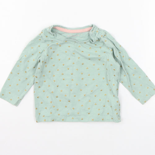 Primakr Girls Green Polka Dot Jersey Basic T-Shirt Size 6-9 Months