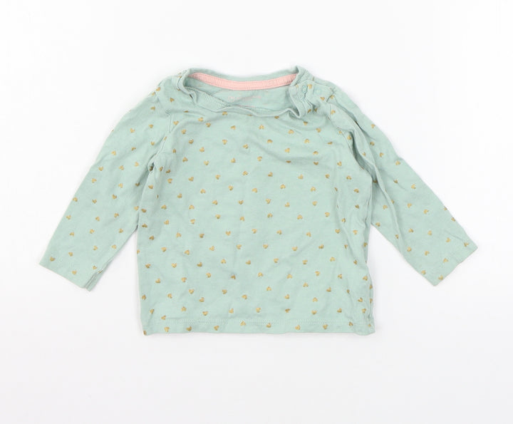 Primakr Girls Green Polka Dot Jersey Basic T-Shirt Size 6-9 Months
