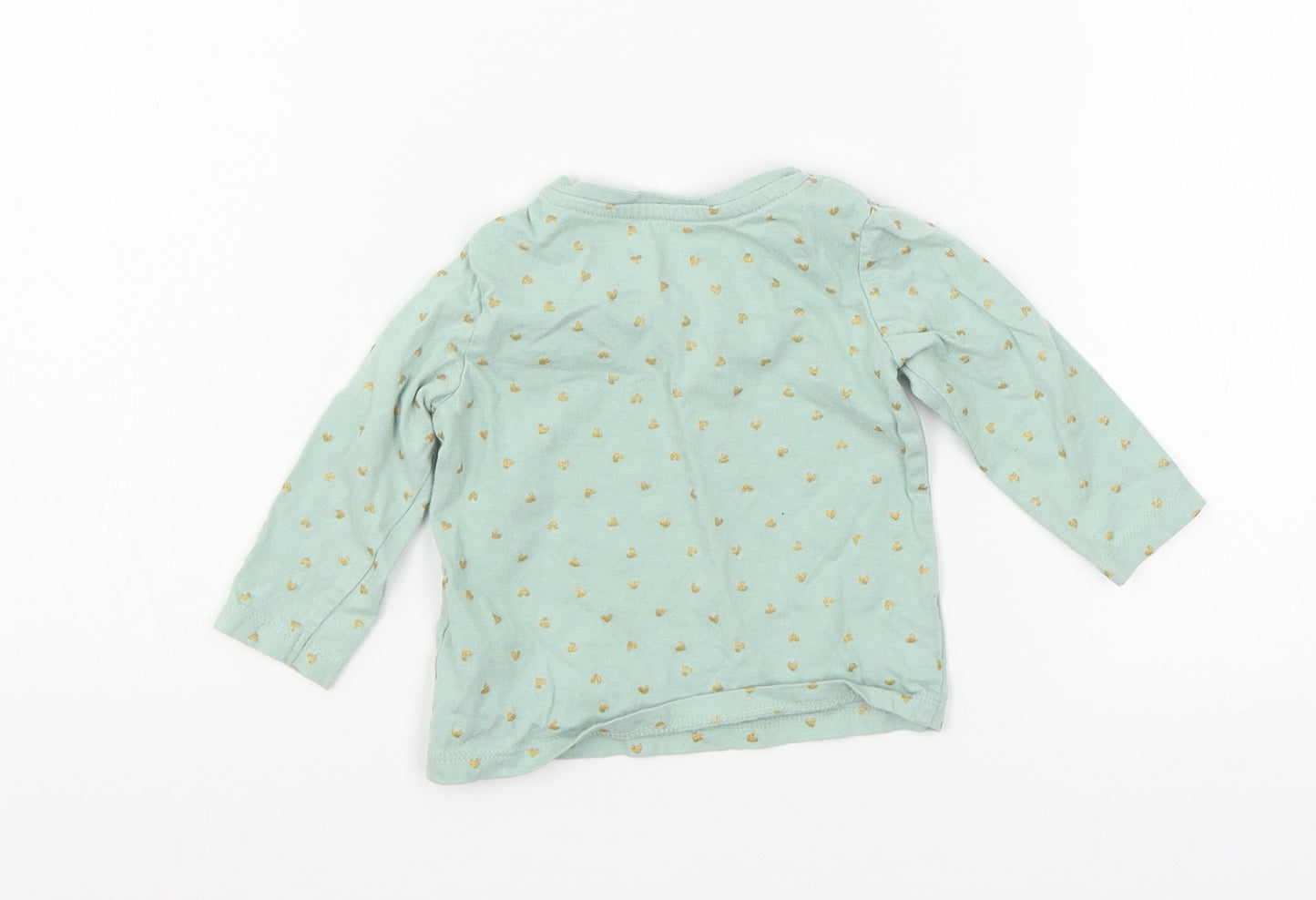 Primakr Girls Green Polka Dot Jersey Basic T-Shirt Size 6-9 Months