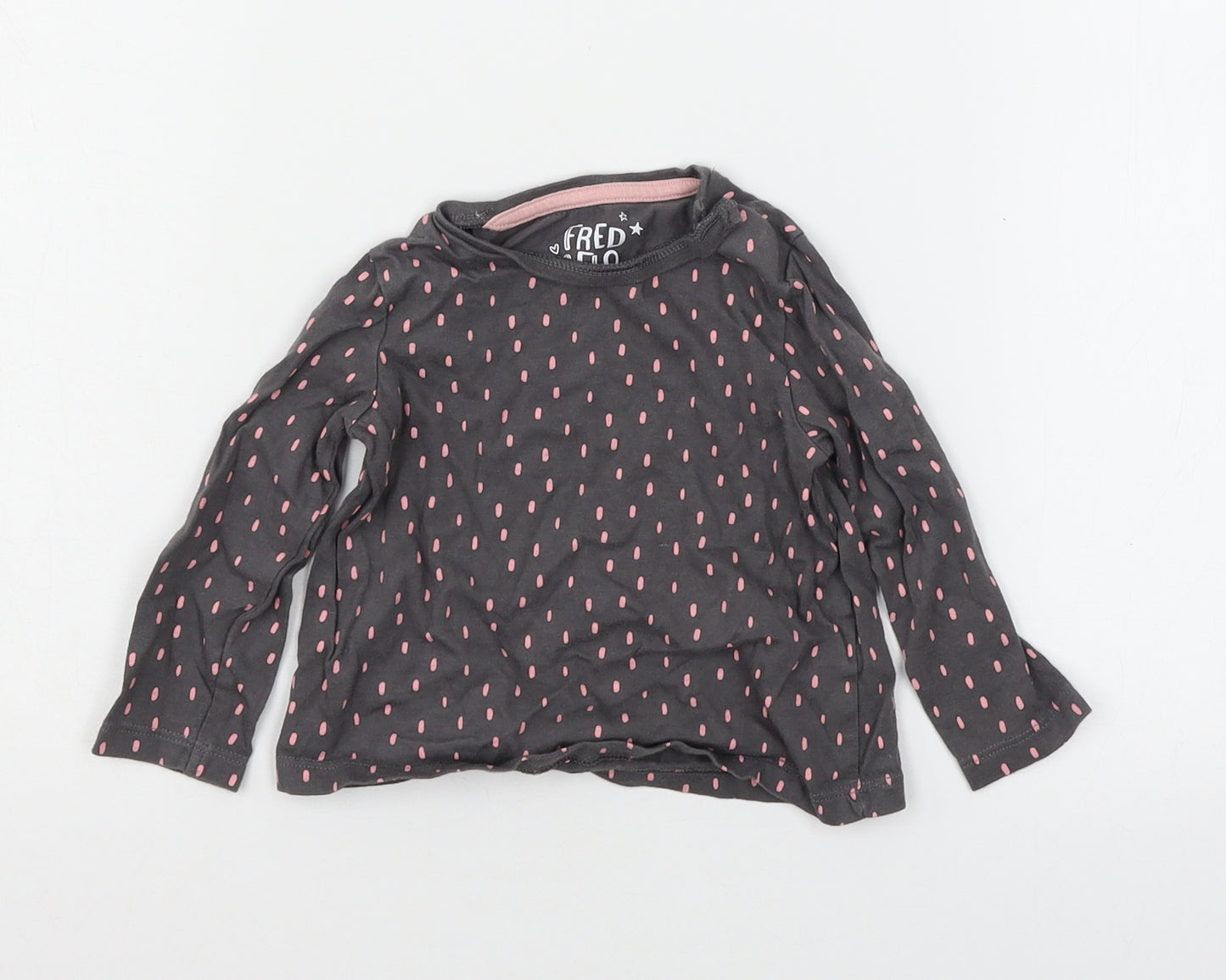 F&F Girls Grey Polka Dot Jersey Basic T-Shirt Size 9-12 Months