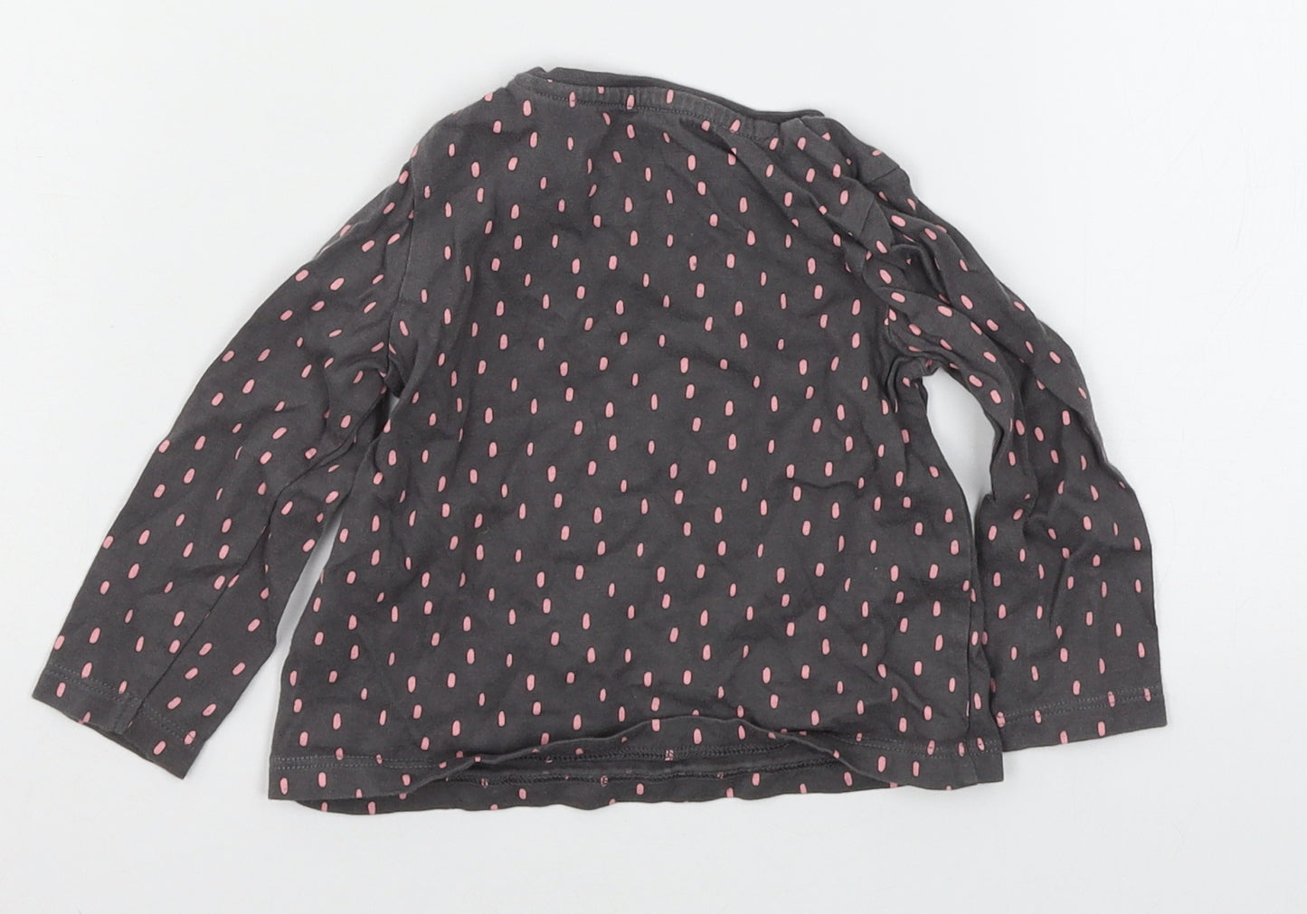 F&F Girls Grey Polka Dot Jersey Basic T-Shirt Size 9-12 Months