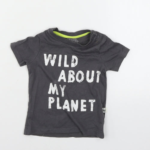 F&F Baby Grey  Jersey Basic T-Shirt Size 12-18 Months  - Wild about my planet