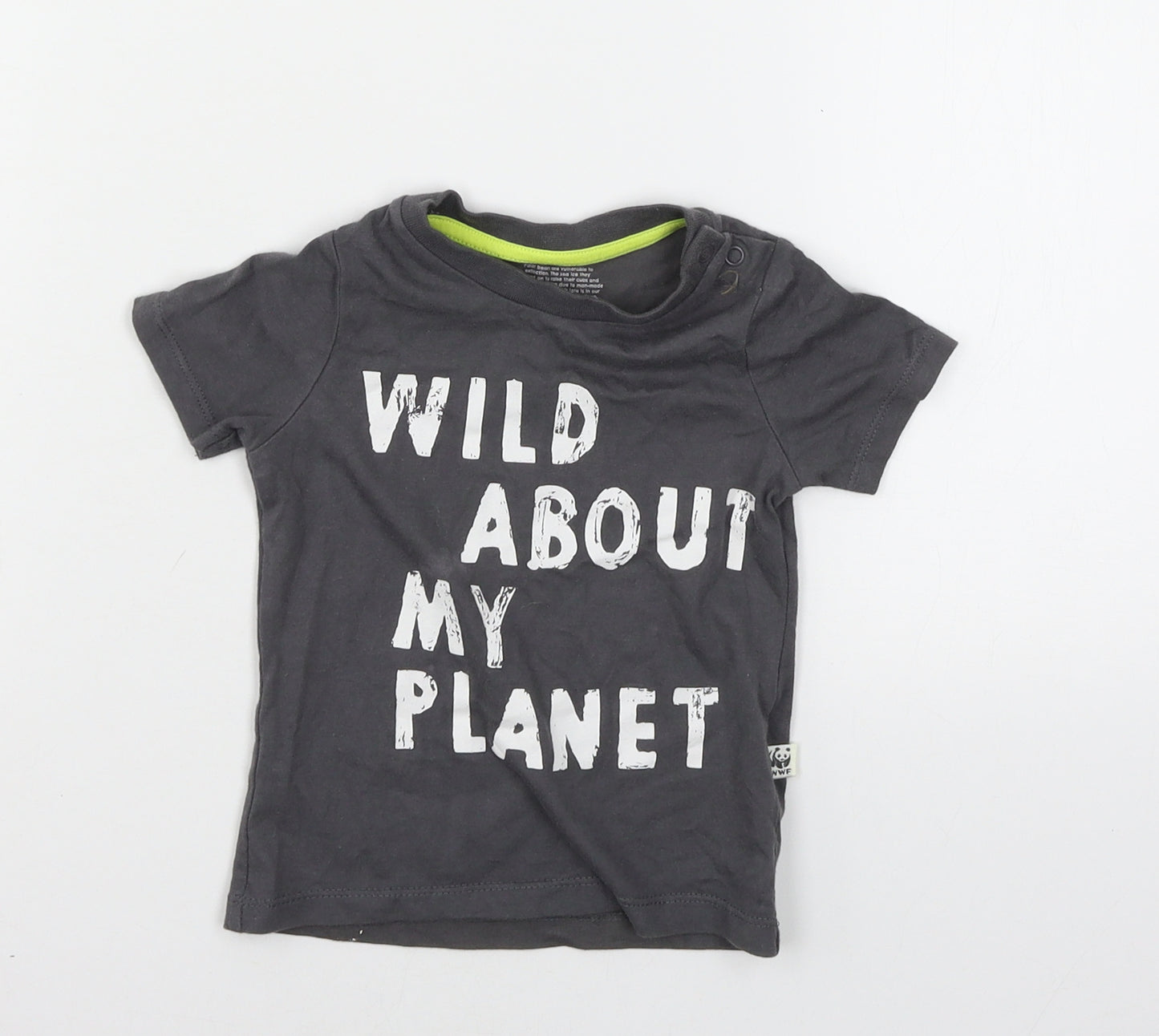 F&F Baby Grey  Jersey Basic T-Shirt Size 12-18 Months  - Wild about my planet