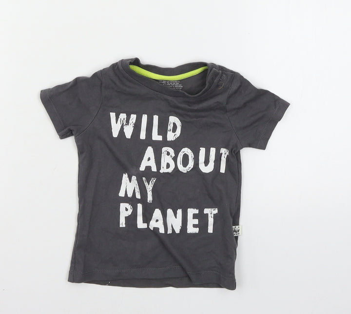 F&F Baby Grey  Jersey Basic T-Shirt Size 12-18 Months  - Wild about my planet