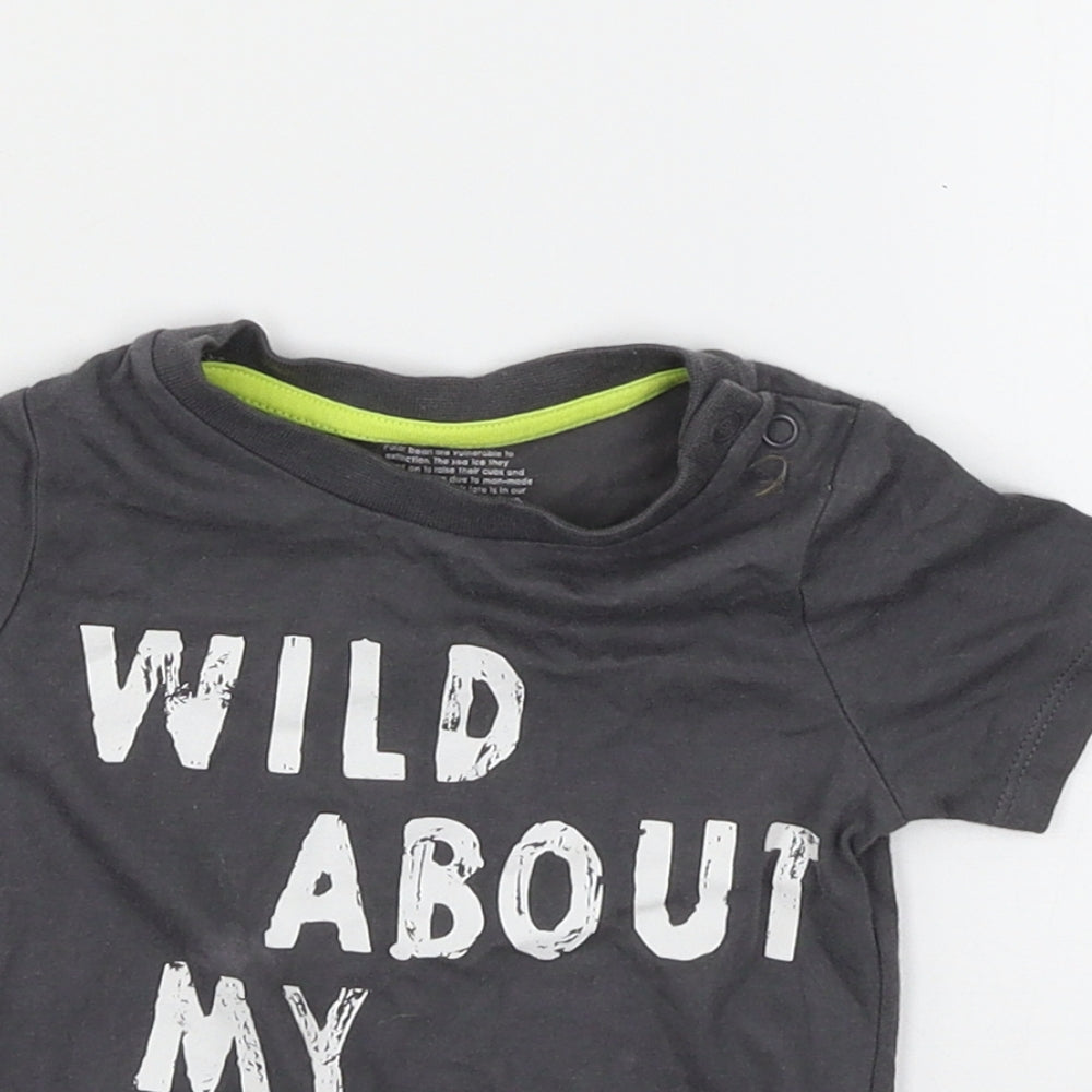F&F Baby Grey  Jersey Basic T-Shirt Size 12-18 Months  - Wild about my planet