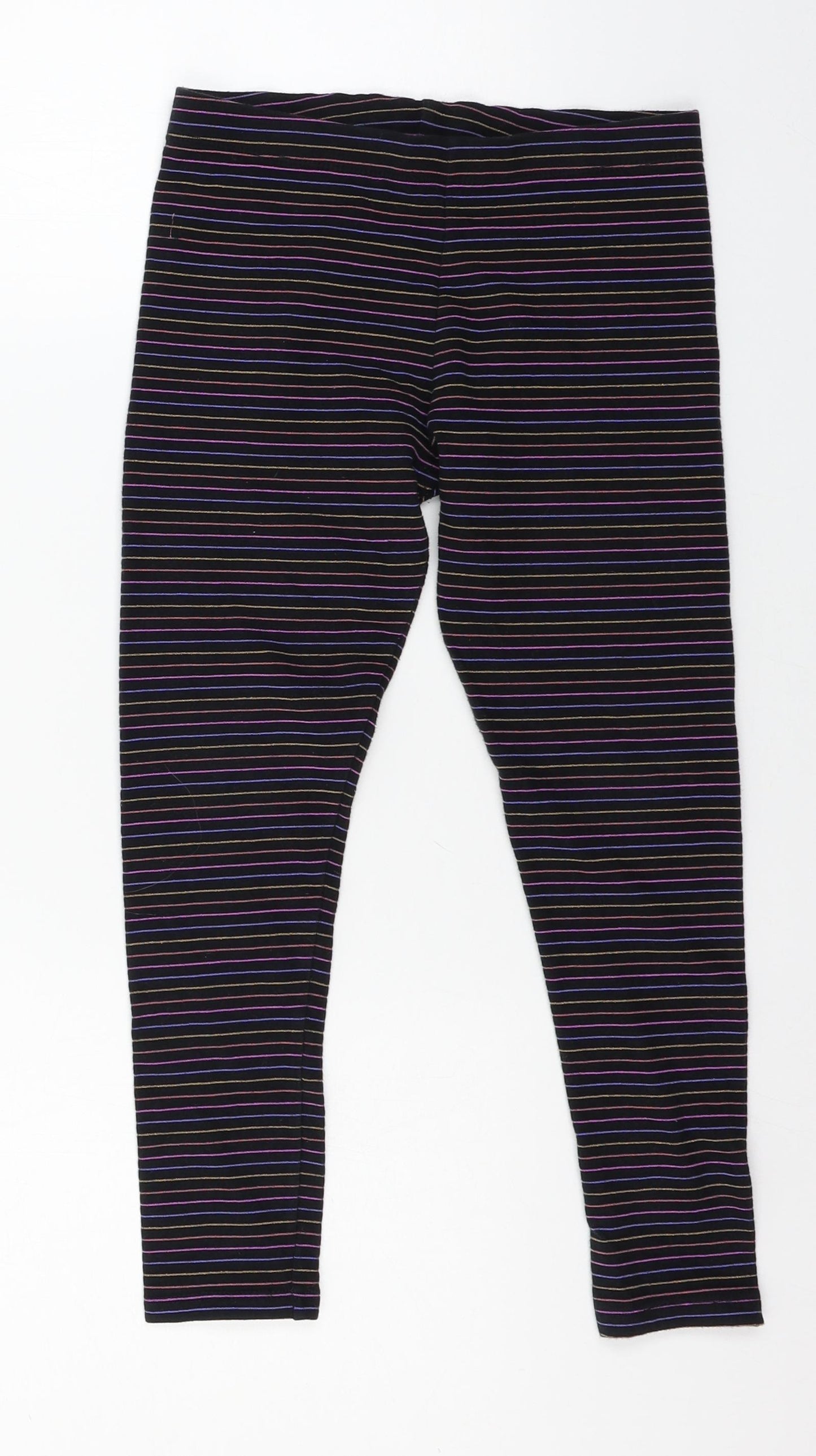 NEXT Girls Black Striped Jersey Jogger Trousers Size 10 Years