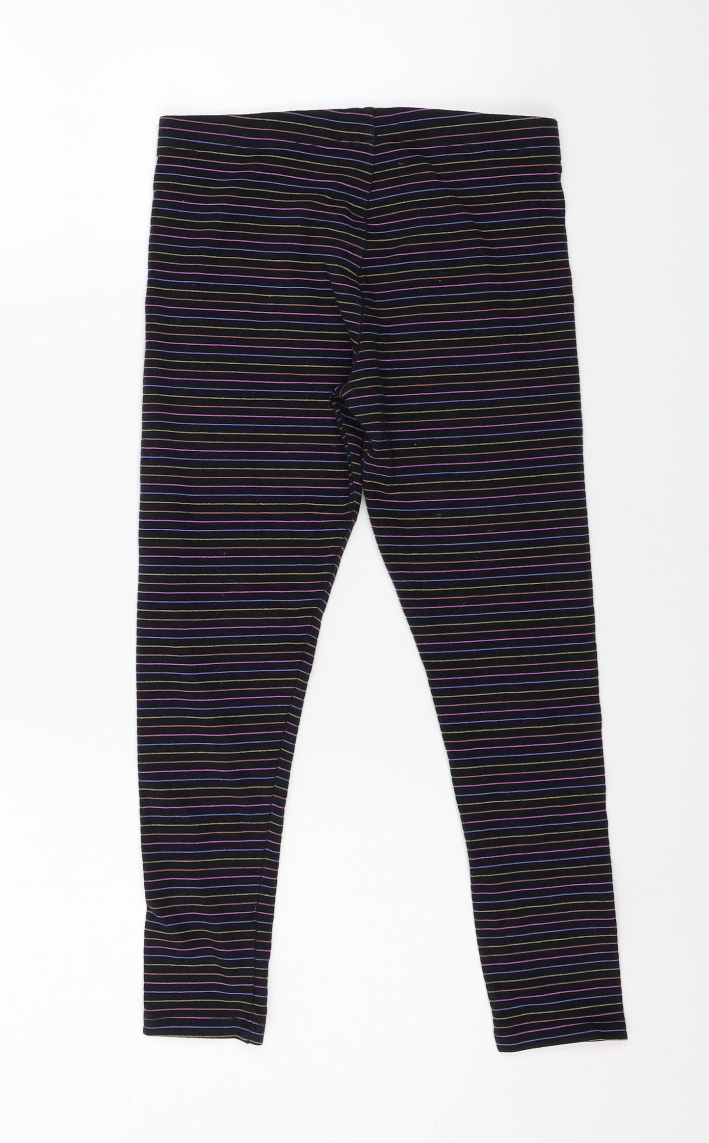 NEXT Girls Black Striped Jersey Jogger Trousers Size 10 Years