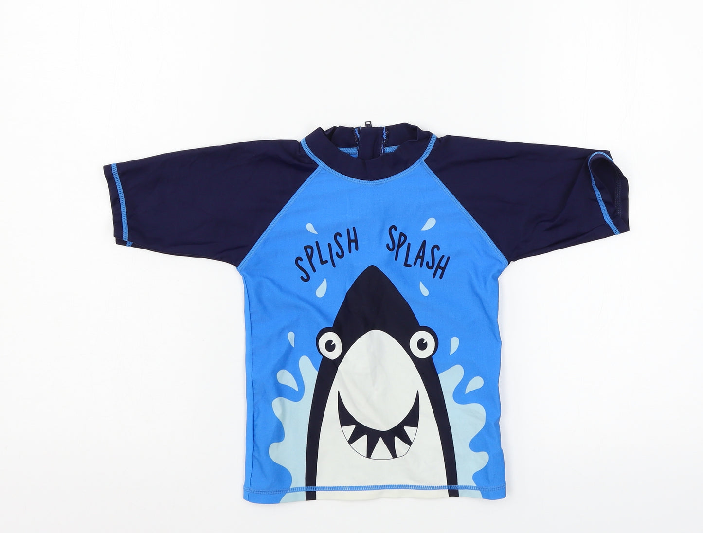 Matalan Boys Blue   Basic T-Shirt Size 3-4 Years  - shark swim wear