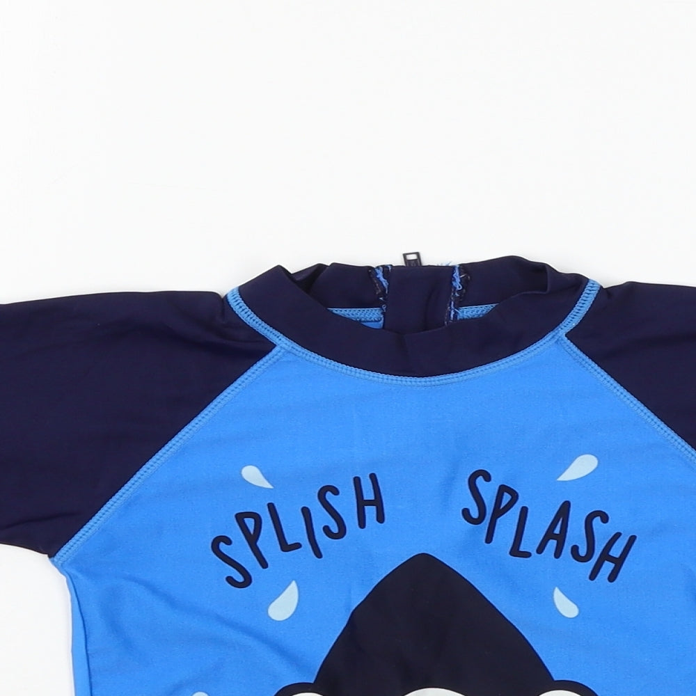 Matalan Boys Blue   Basic T-Shirt Size 3-4 Years  - shark swim wear