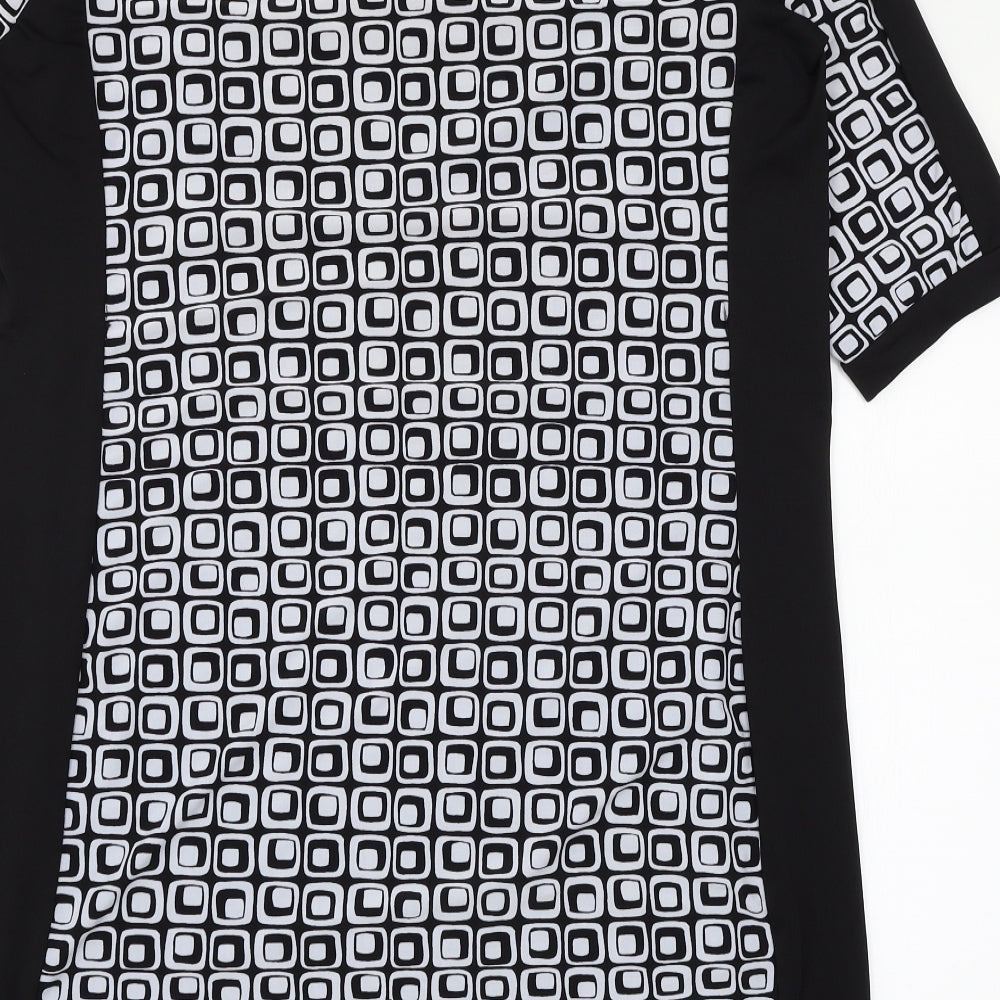 Mlle Gabrielle Womens Black Geometric Jersey A-Line  Size XL