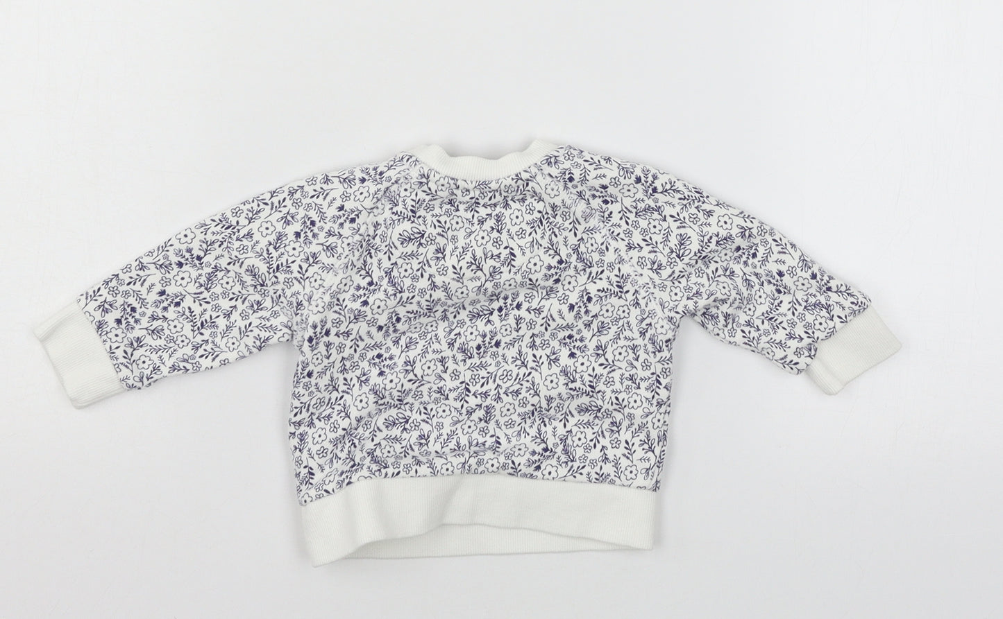 Mothercare Girls White Floral Jersey Pullover Jumper Size 3-6 Months