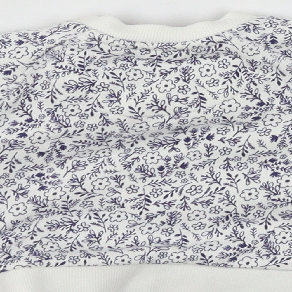 Mothercare Girls White Floral Jersey Pullover Jumper Size 3-6 Months