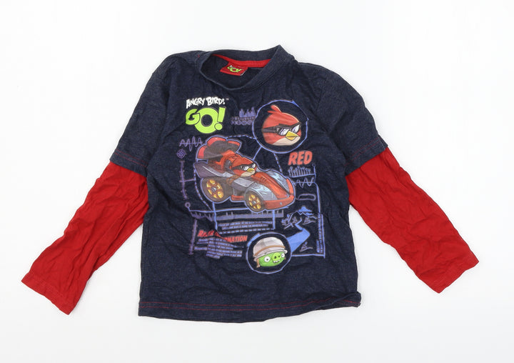 TU Boys Blue  Jersey Basic T-Shirt Size 5 Years  - Angry Birds