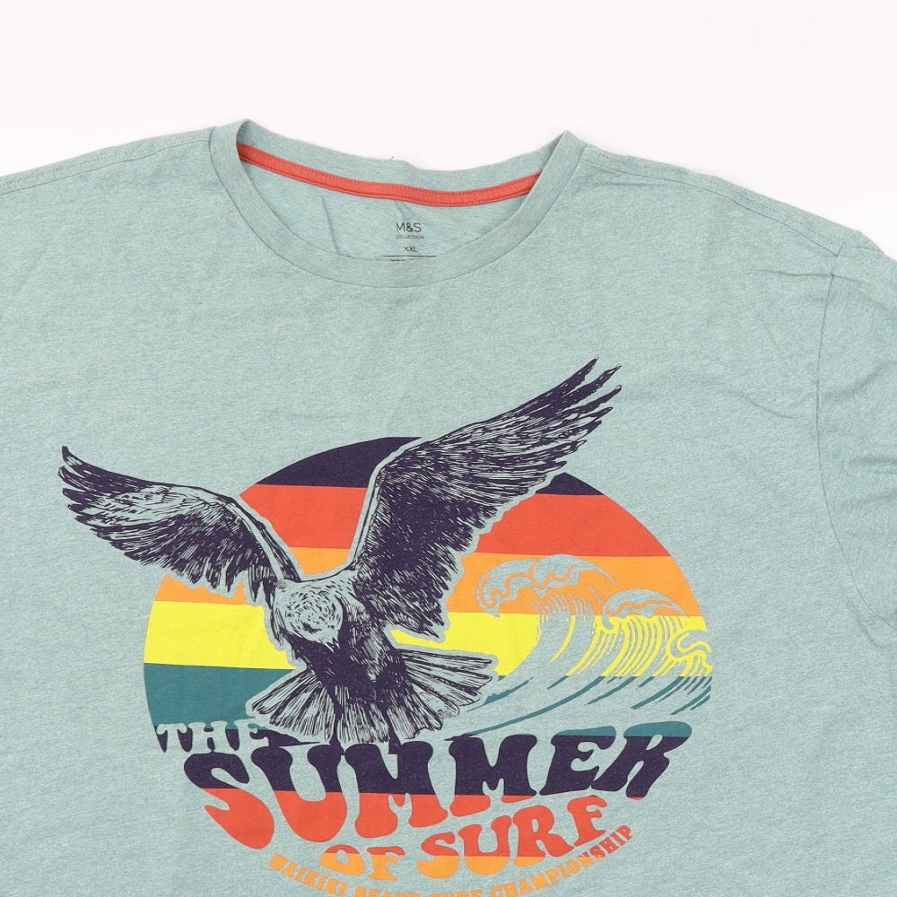 Marks and Spencer Mens Green  Jersey  T-Shirt Size 2XL  - Summer of Surf