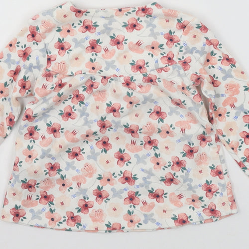 Marks and Spencer Girls White Floral Jersey T-Shirt Dress  Size 6-9 Months
