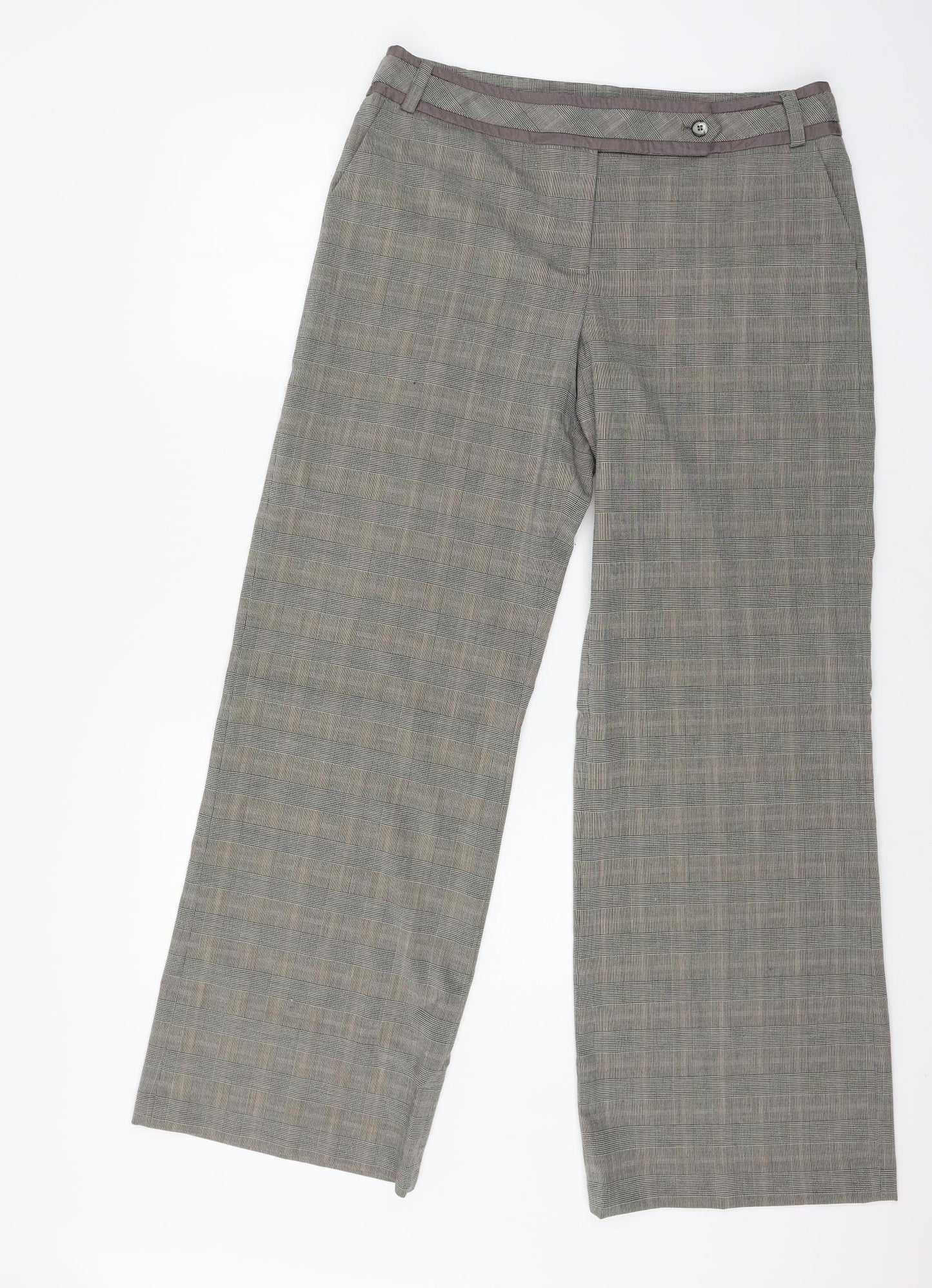NEXT Womens Grey Check  Trousers  Size 14 L30 in