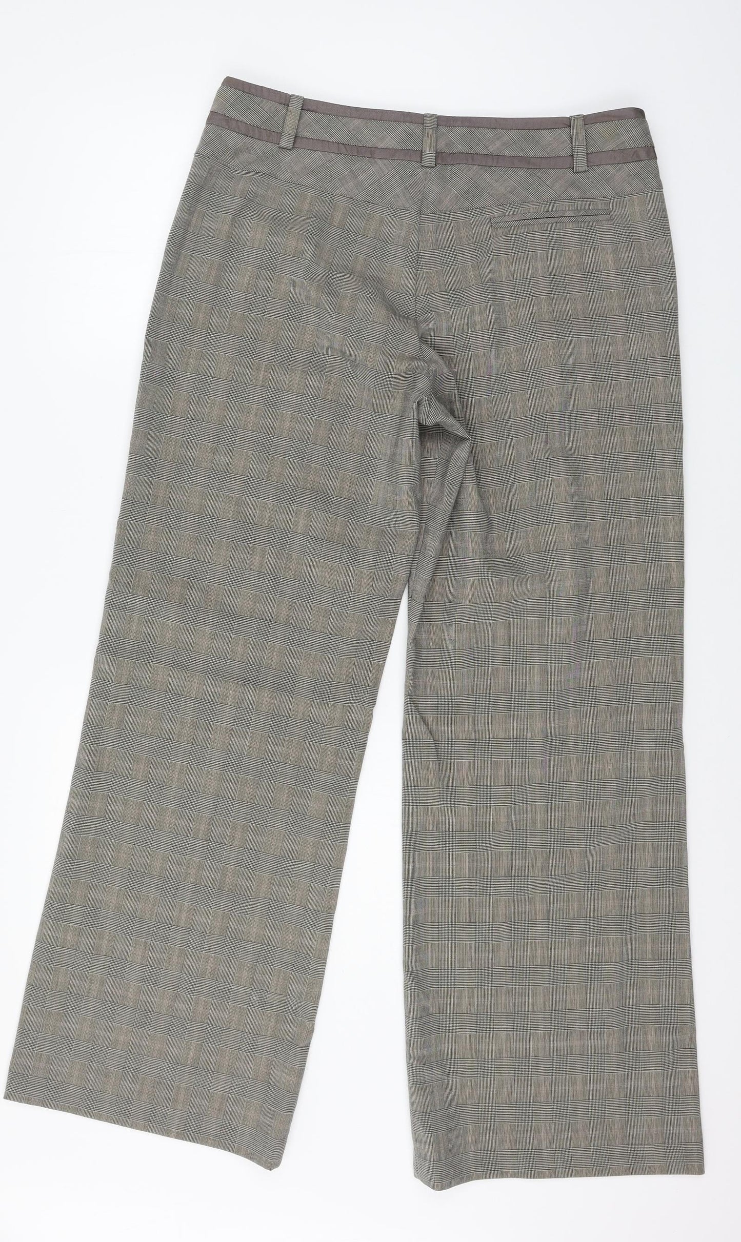 NEXT Womens Grey Check  Trousers  Size 14 L30 in