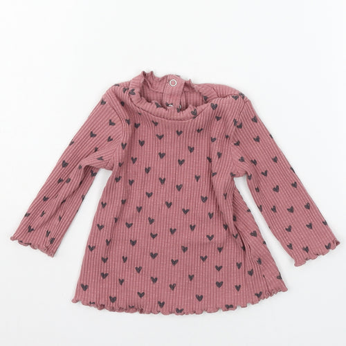 George Girls Pink Polka Dot Jersey Basic T-Shirt Size 6-9 Months