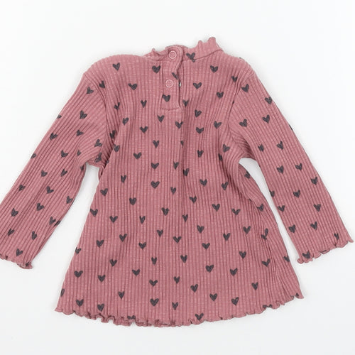 George Girls Pink Polka Dot Jersey Basic T-Shirt Size 6-9 Months