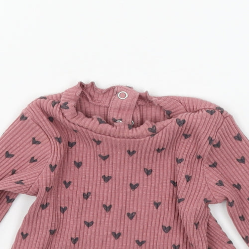 George Girls Pink Polka Dot Jersey Basic T-Shirt Size 6-9 Months