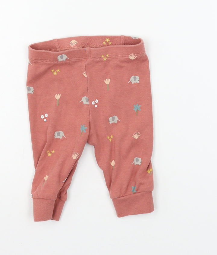 TU Baby Red Geometric Jersey Jogger Trousers Size 3-6 Months  - Elephant