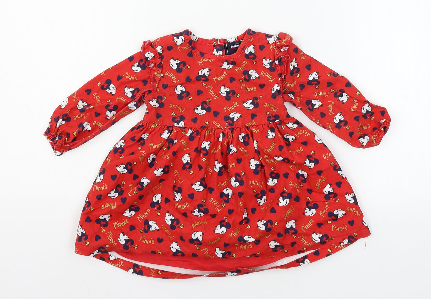 Mini Club Girls Red Geometric  Skater Dress  Size 6-9 Months  - Minnie Mouse
