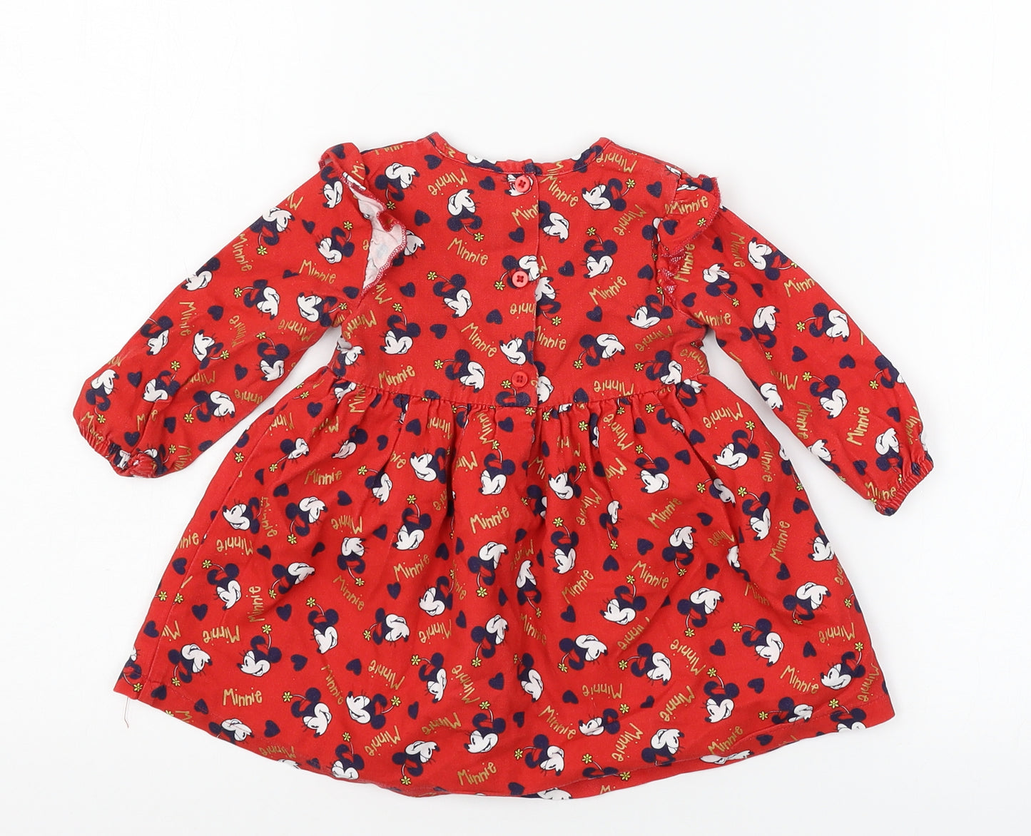 Mini Club Girls Red Geometric  Skater Dress  Size 6-9 Months  - Minnie Mouse