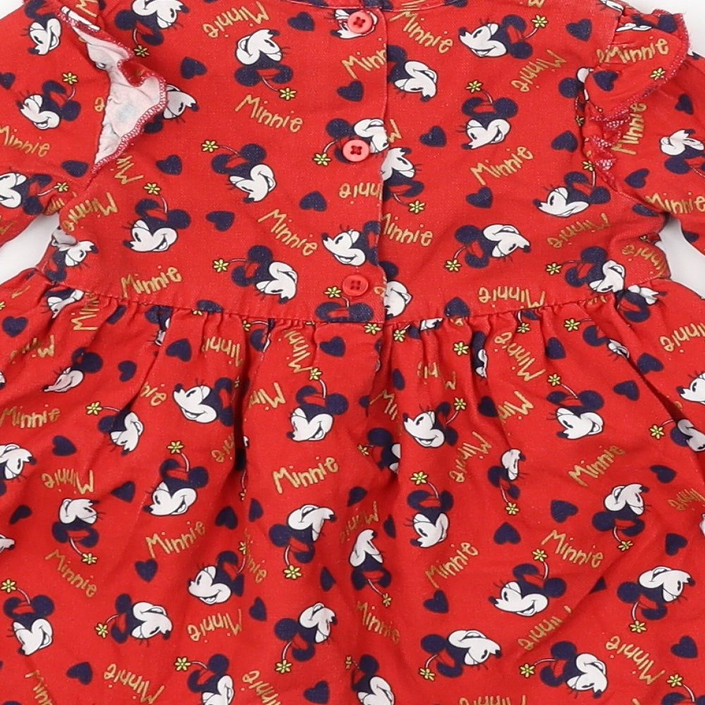 Mini Club Girls Red Geometric  Skater Dress  Size 6-9 Months  - Minnie Mouse