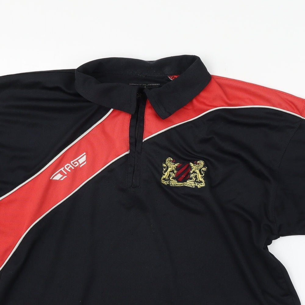 TAG Mens Black  Jersey  Polo Size L