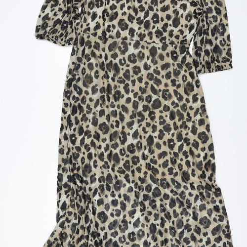 Very Womens Brown Animal Print Mesh A-Line  Size 14