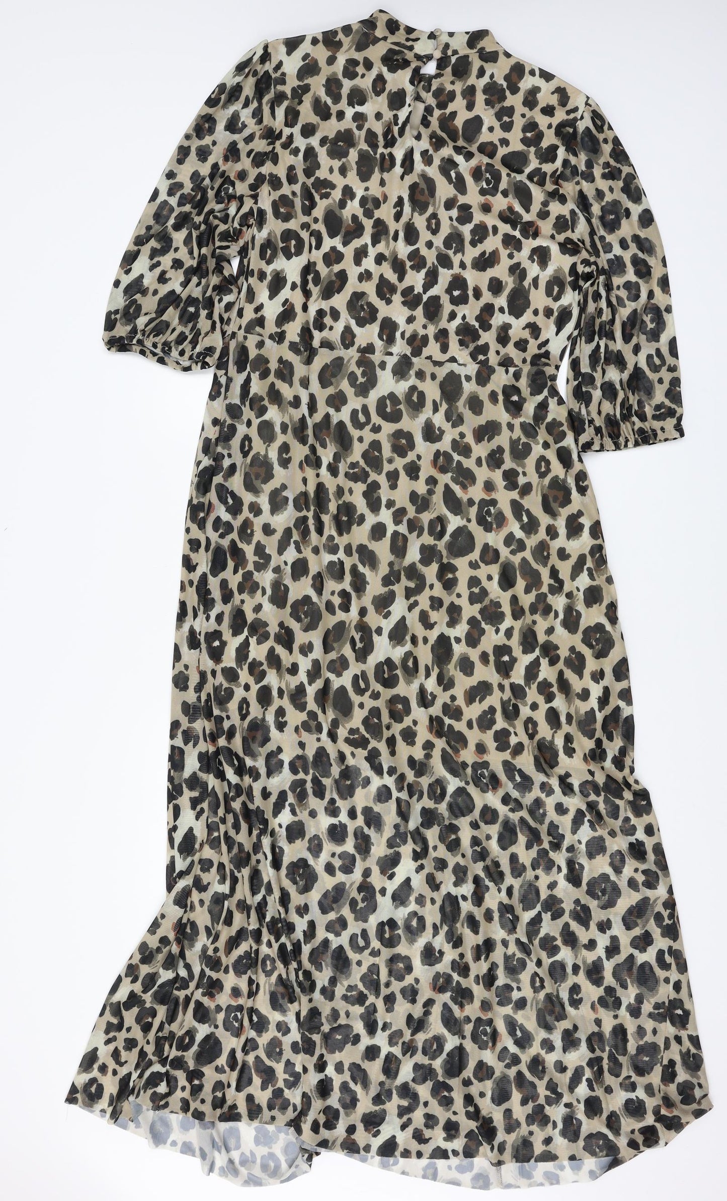 Very Womens Brown Animal Print Mesh A-Line  Size 14