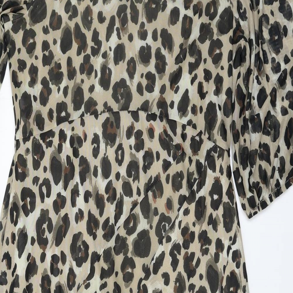 Very Womens Brown Animal Print Mesh A-Line  Size 14