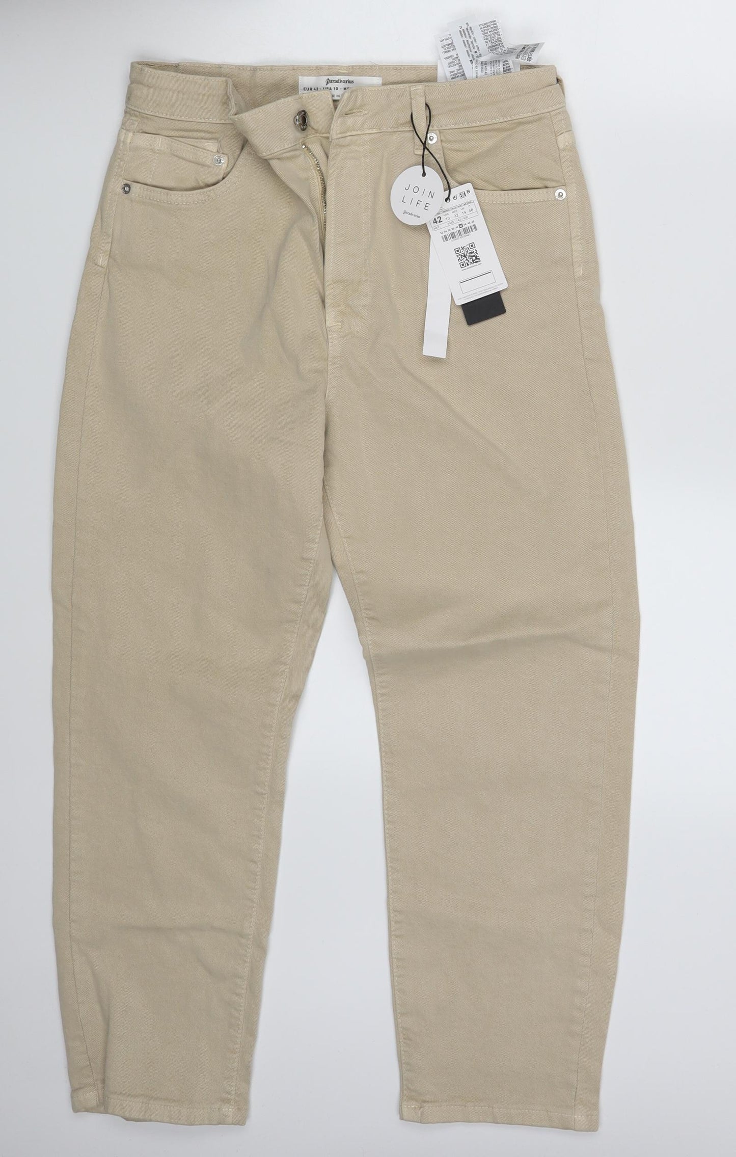 Stradivarius Womens Beige  Denim Trousers  Size 14 L23 in