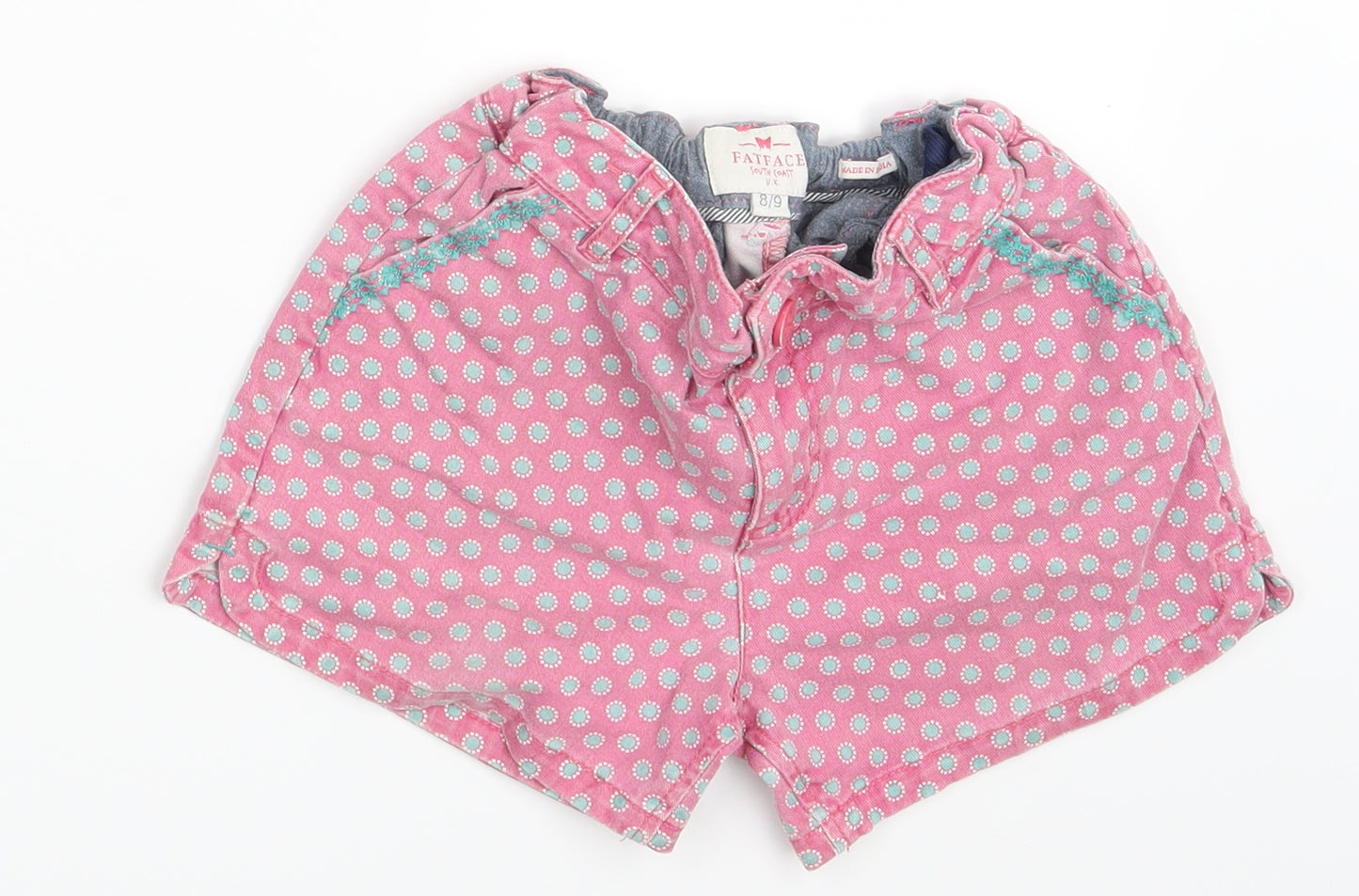 Fat Face Girls Pink Polka Dot  Hot Pants Shorts Size 8-9 Years