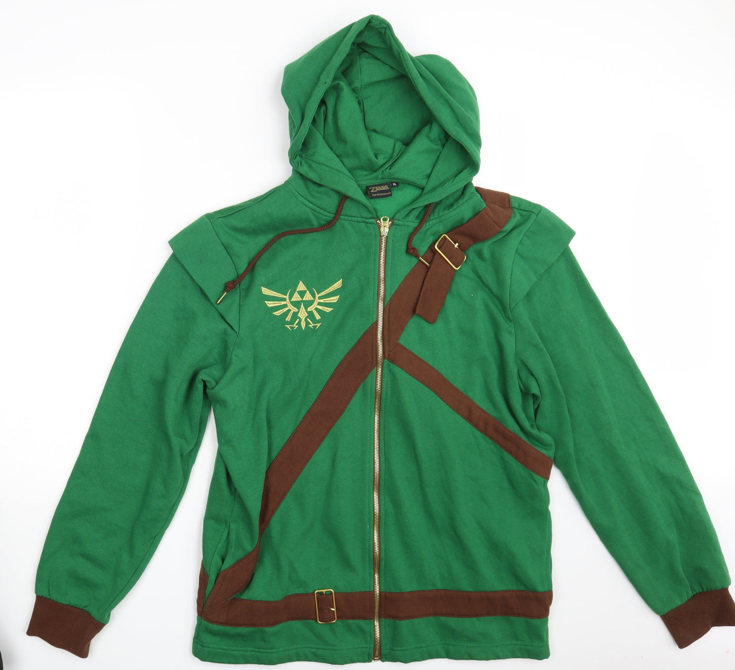 The Legend Of Zelda Mens Green   Full Zip Hoodie Size XL  - Zelda