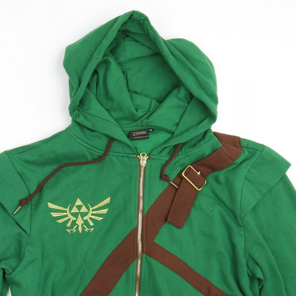 The Legend Of Zelda Mens Green   Full Zip Hoodie Size XL  - Zelda