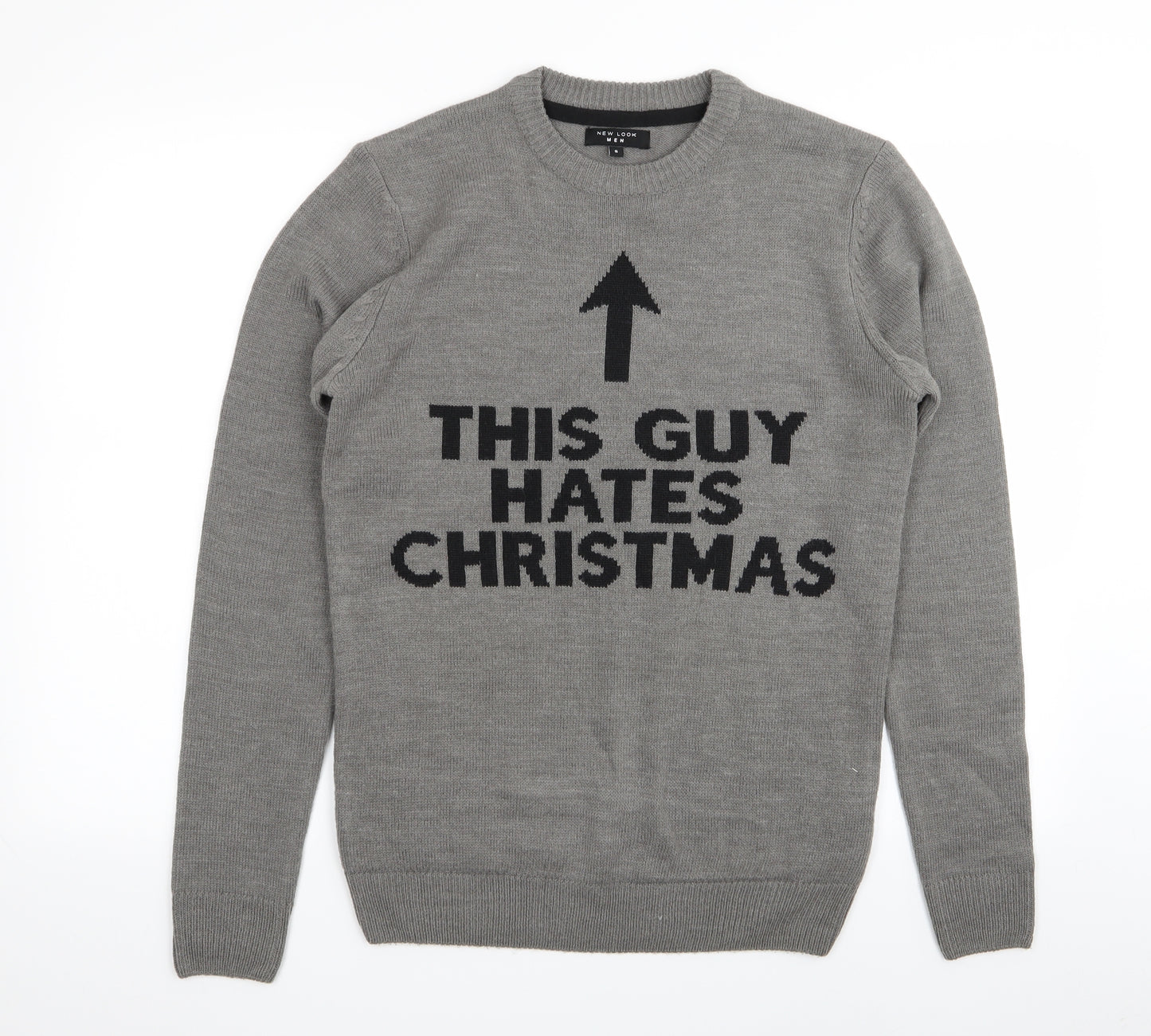 new look men Mens Grey   Pullover Jumper Size S  - christmas jumper