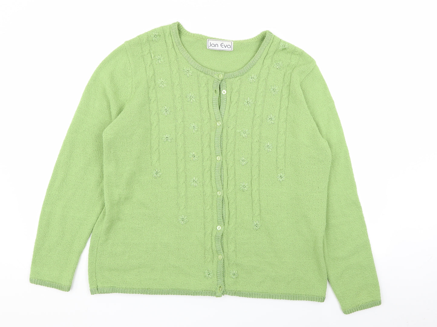 jan eva Womens Green   Cardigan Jumper Size L