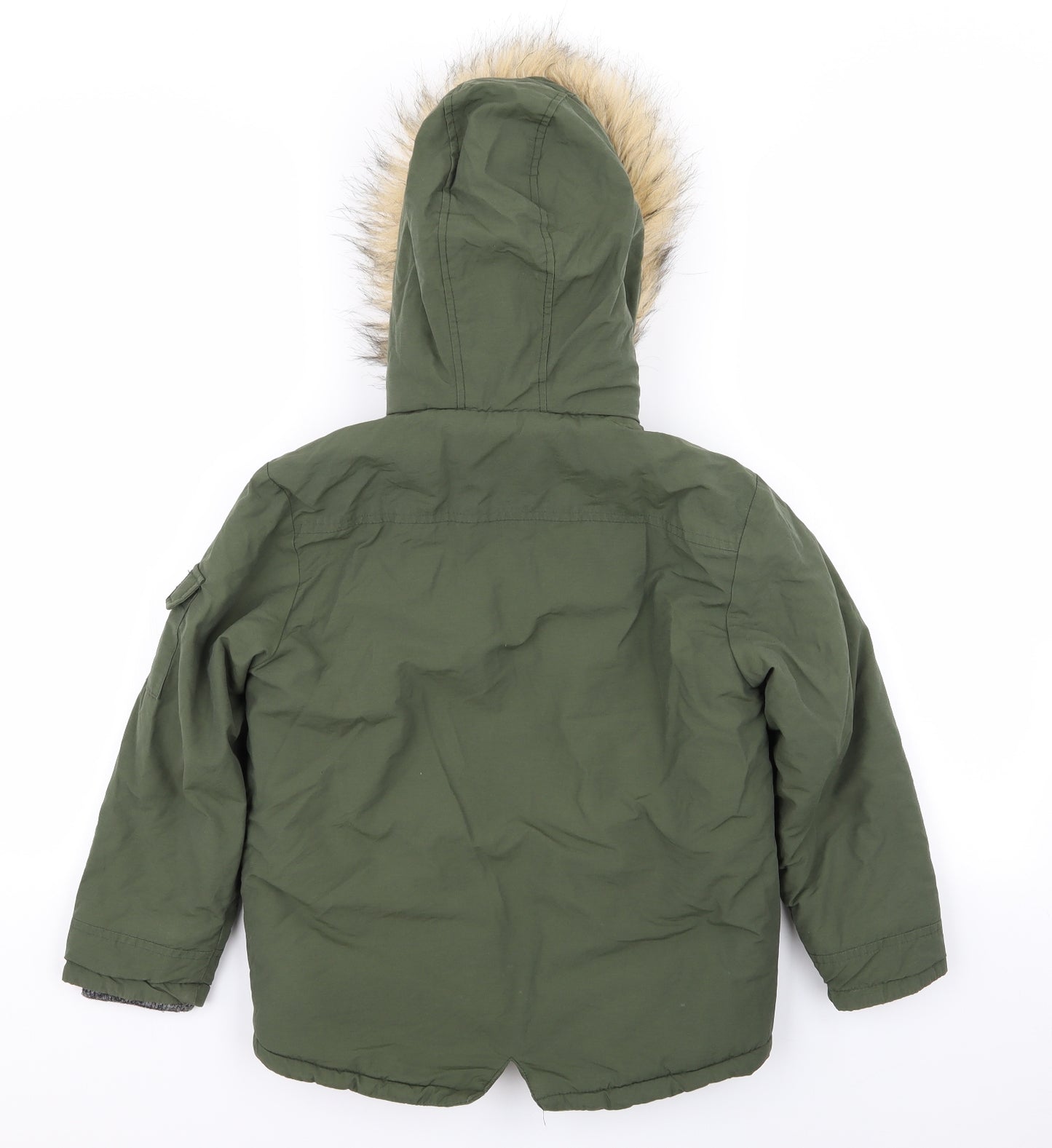 Asda George Boys Green   Parka Coat Size 7-8 Years