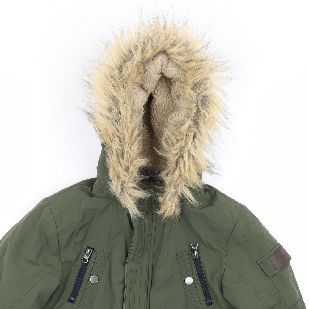 Asda George Boys Green   Parka Coat Size 7-8 Years
