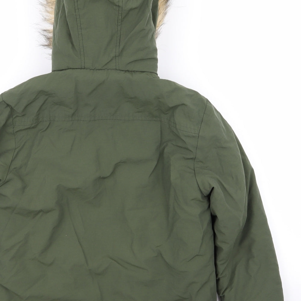 Asda George Boys Green   Parka Coat Size 7-8 Years