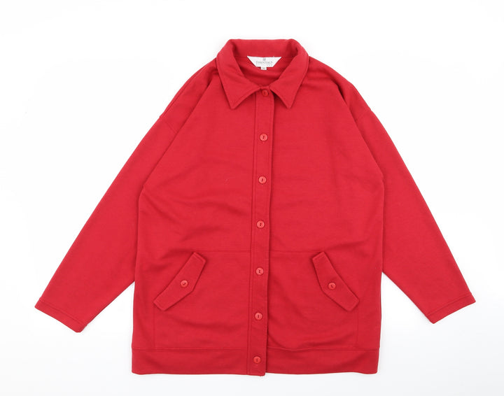 Essentials Womens Red Cardigan Jumper Size M