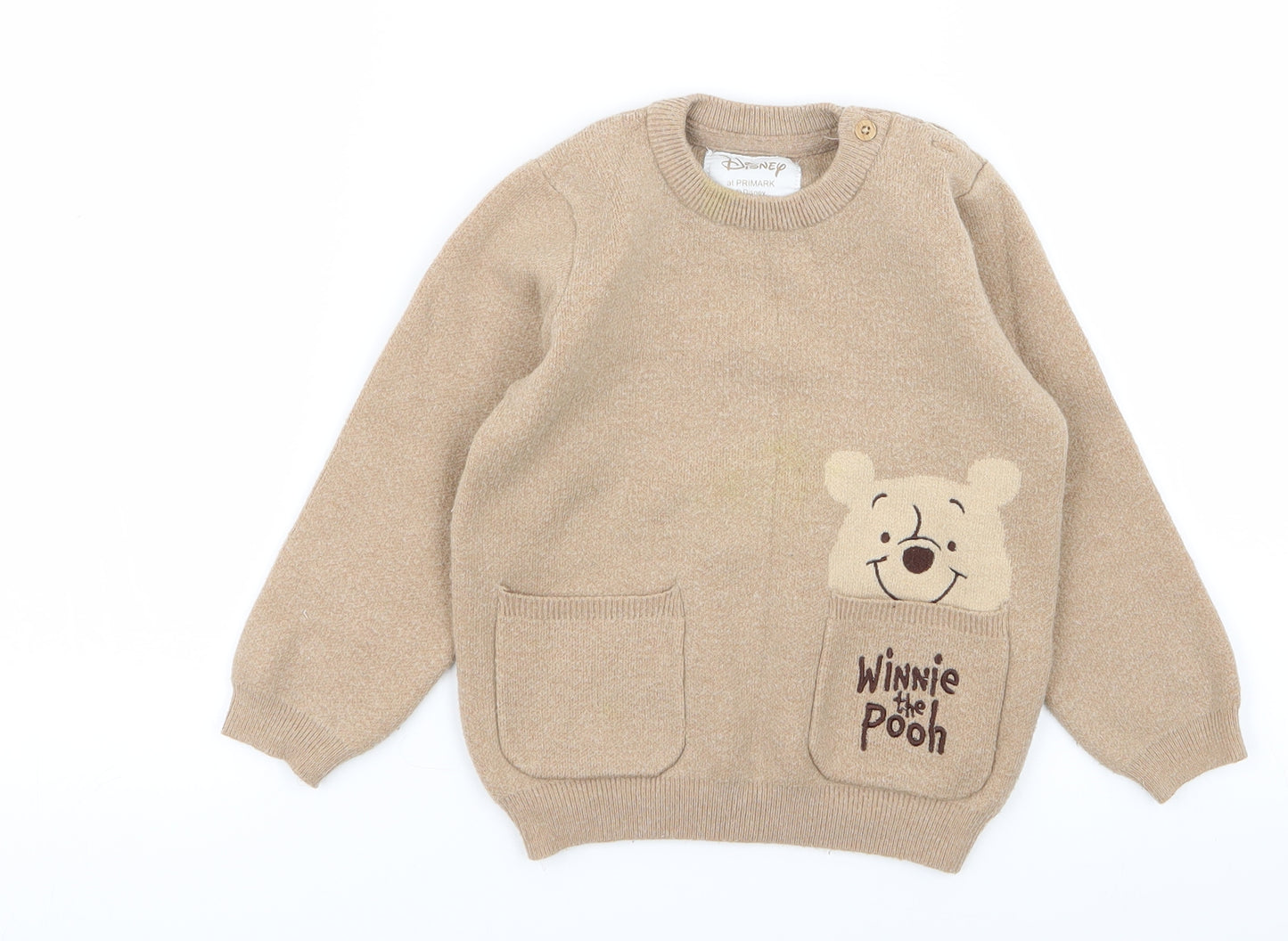 Primark Boys Beige   Pullover Jumper Size 18-24 Months  - Winnie The Pooh