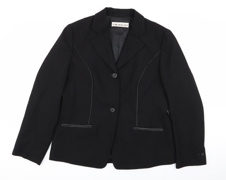 Apriori Womens Black Jacket Blazer Size 16