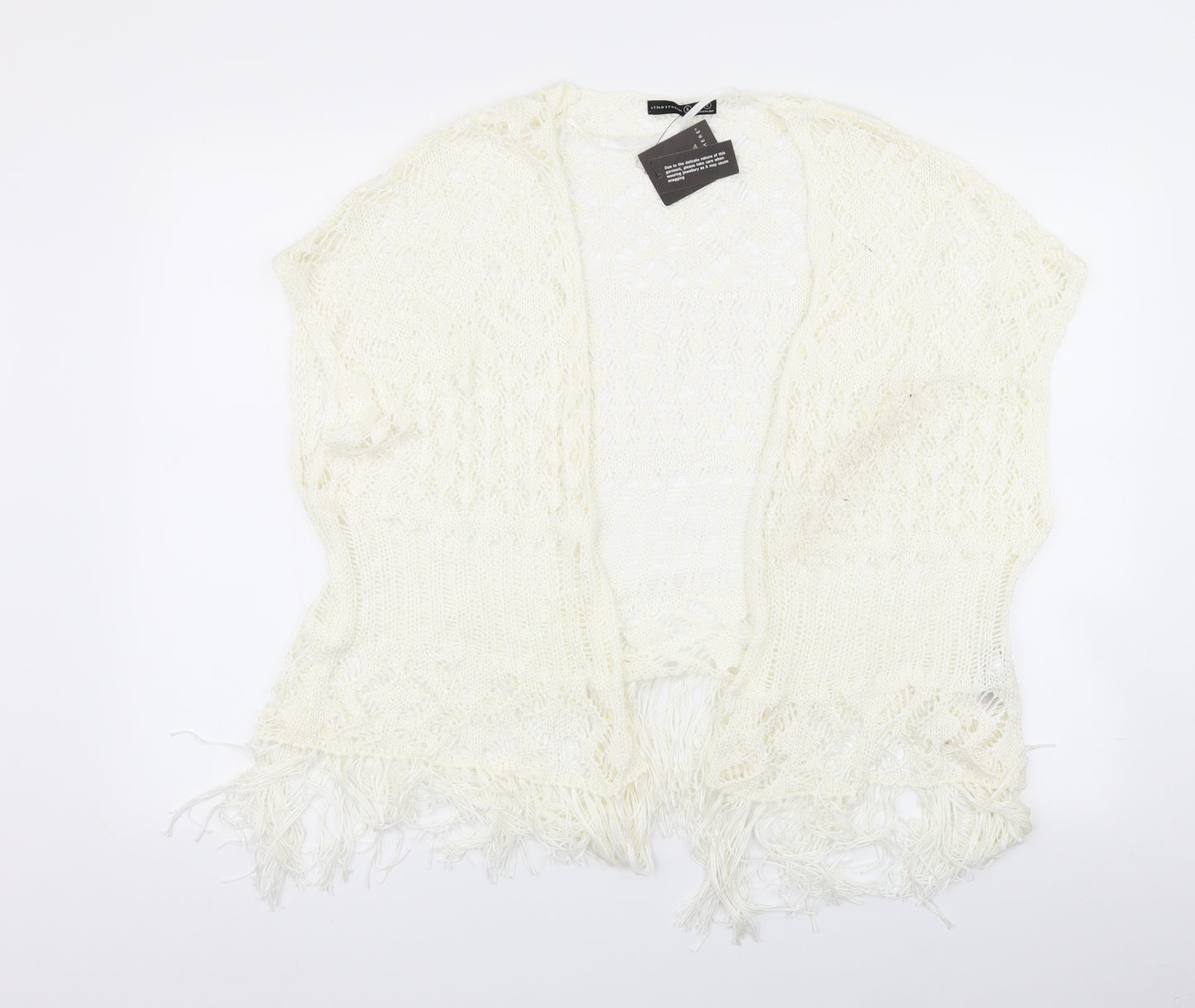 Primark Womens White Geometric  Cardigan Jumper Size S