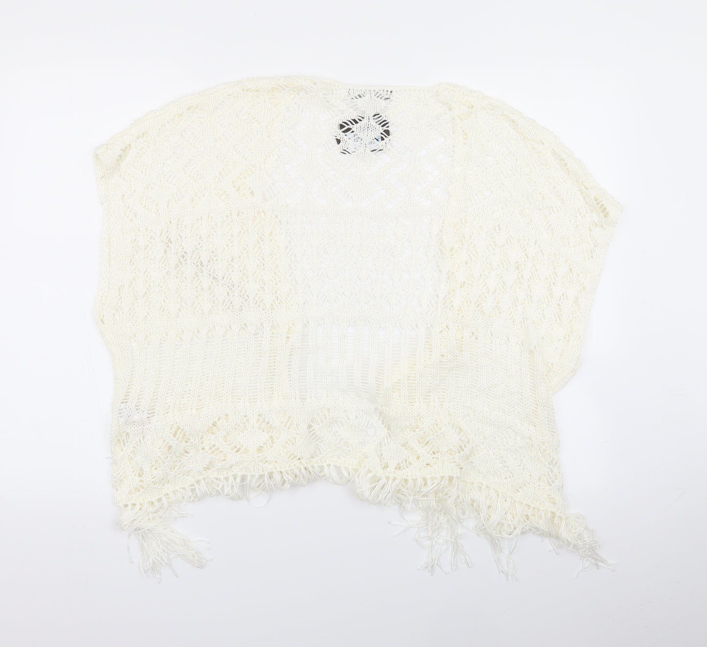 Primark Womens White Geometric  Cardigan Jumper Size S