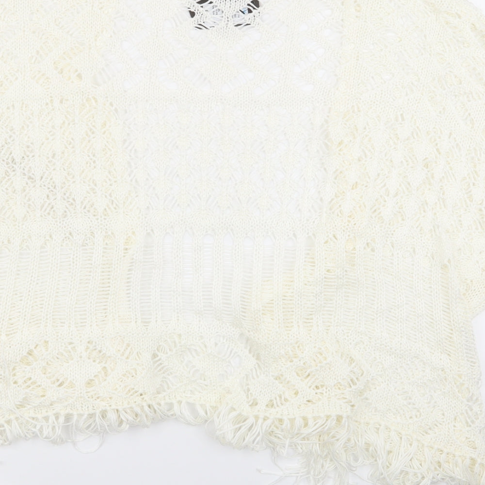 Primark Womens White Geometric  Cardigan Jumper Size S
